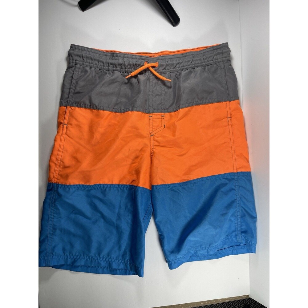 Cat & Jack Boys Swim Trunks Size XL (16) Blue Orange Gray Colorblock Board Shor